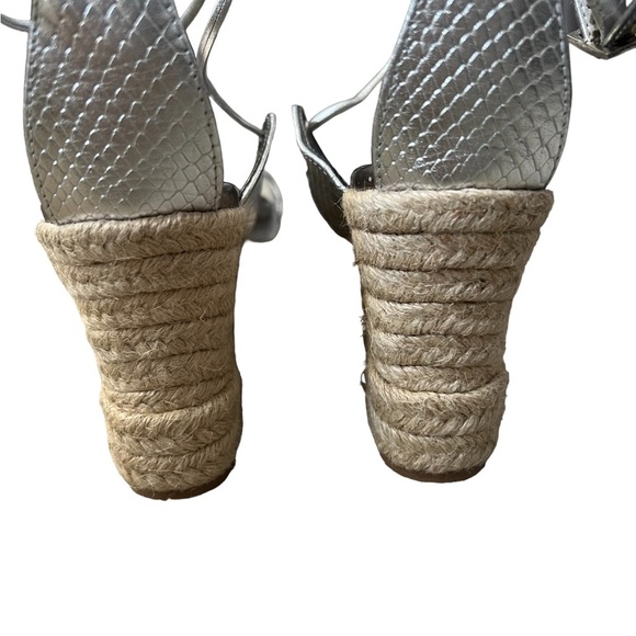 Paula Torres Metallic Espadrille Platform Wedge Sandal Silver Size 7 - Picture 8 of 13